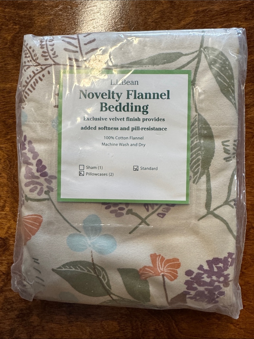 L.L. Bean Floral Novelty Flannel Pillowcase Pair - Birch Floral